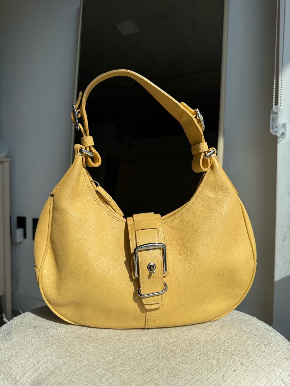 2004 Coach Hamptons Leather Buckle Hobo (yellow)